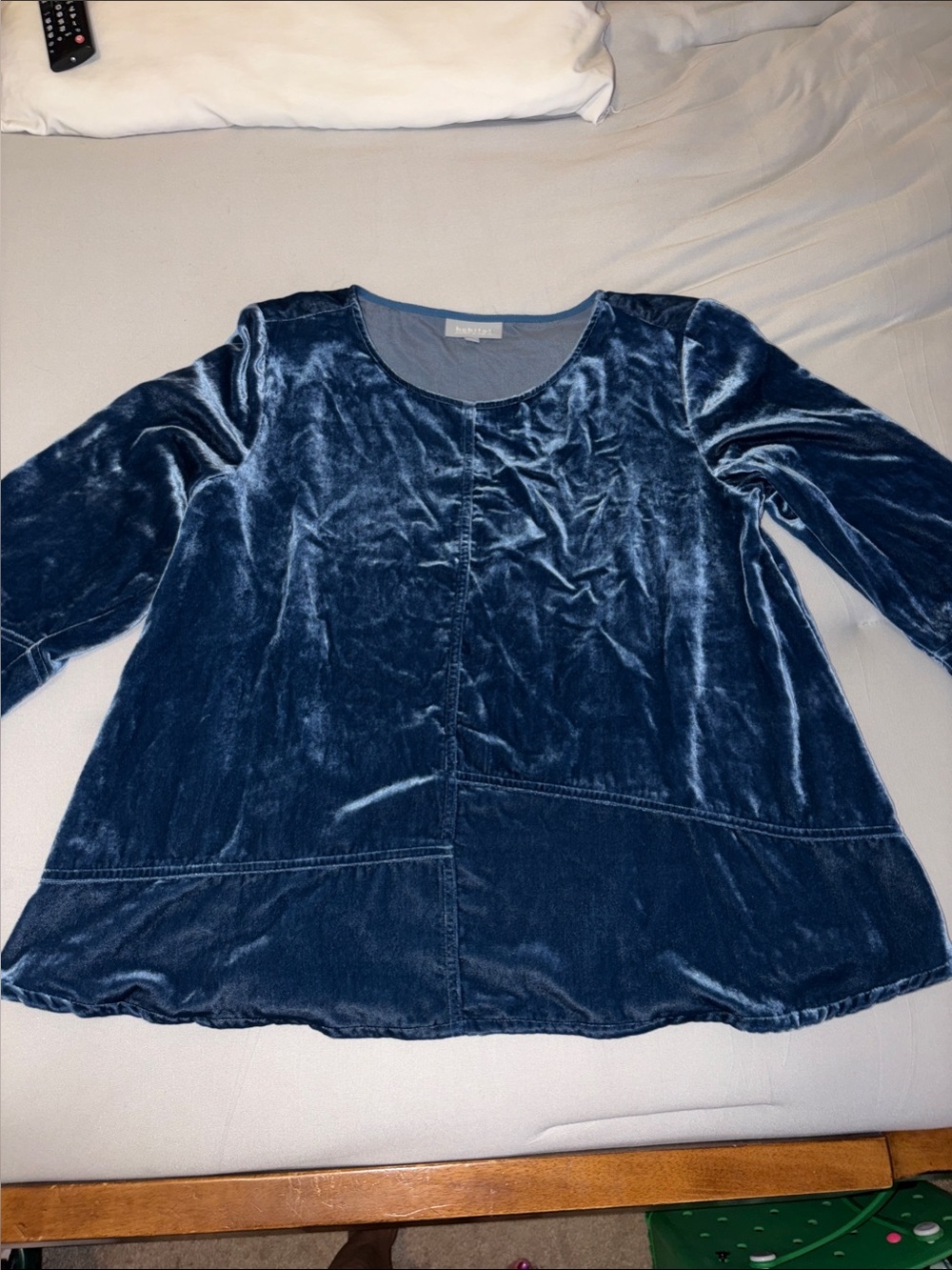 Habitat Velvet Long Sleeve Top in Deep Blue (Fits like a M/L)